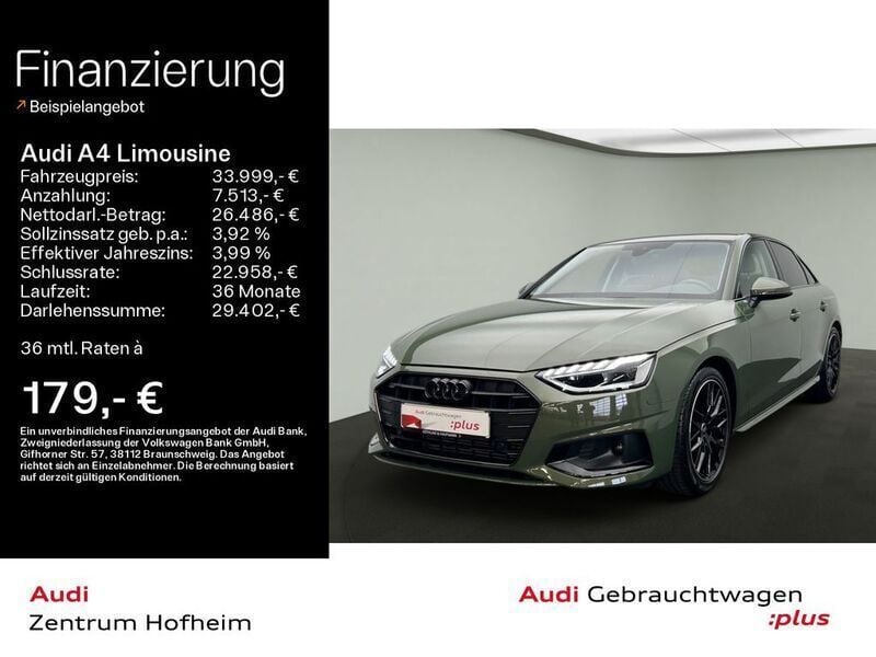 Distriktgrün metallic Gebraucht 2024 Audi A4 Advanced Plus Limousine | 33.999 € (Guter Preis) - Bild 1/4