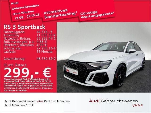 Gletscherweiß metallic Gebraucht 2022 Audi RS3 Sportback Ambiente Kleinwagen | 44.318 € (Superpreis) - Bild 1/2