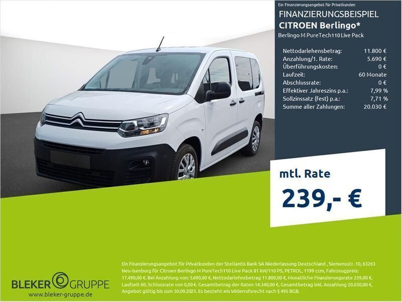 Weiß Gebraucht 2023 Citroën Berlingo Live Van / Kleinbus | 17.490 € (Superpreis) - Bild 1/3