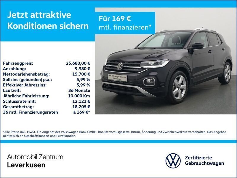 Schwarz / deep black (metallic) Gebraucht 2023 VW T-Cross Style SUV | 25.980 € (Fairer Preis) - Bild 1/3