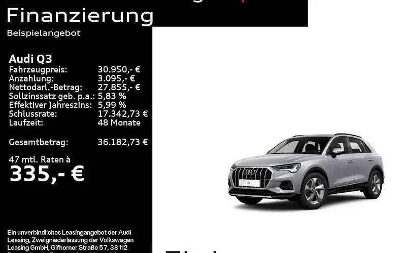 Gebraucht Audi Q3 Advanced Plus 150 PS (110 kW) 2023 Florettsilber metallic SUV
