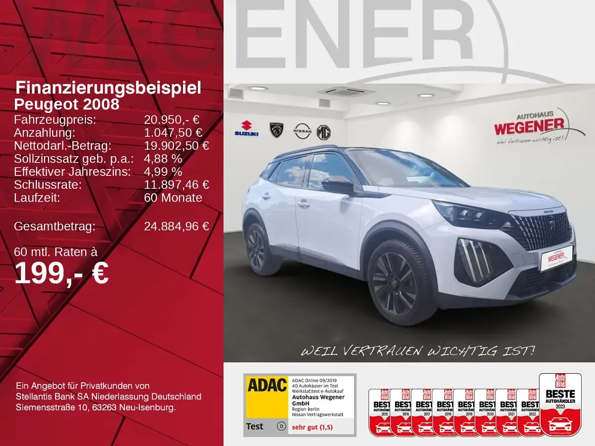 Gebraucht Peugeot 2008 GT 131 PS (96 kW) 2024 Weiß SUV