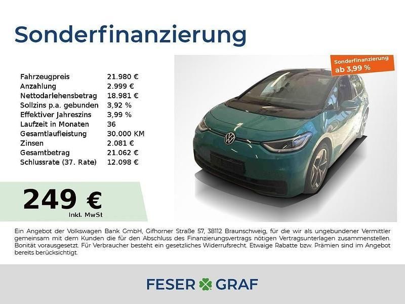 Blau Gebraucht 2021 VW ID.3 Pro Kleinwagen | 21.980 € (Guter Preis) - Bild 1/1