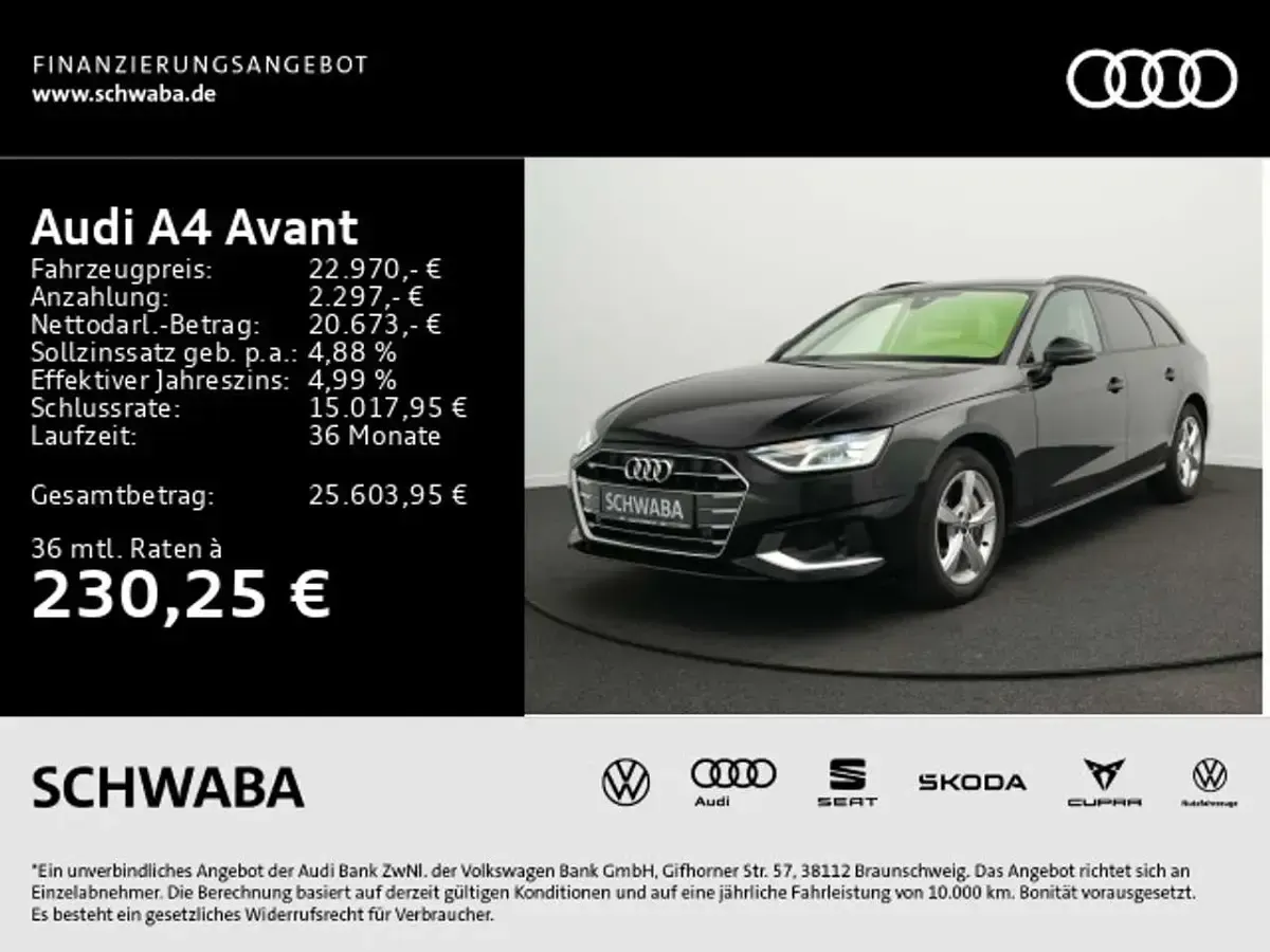 Gebraucht Audi A4 Advanced Plus 204 PS (150 kW) 2023 Brillantschwarz Kombi