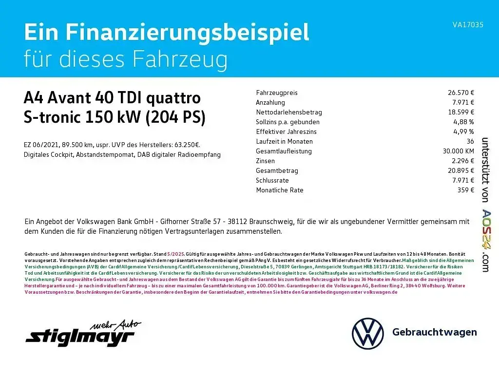 Gebraucht Audi A4 Advanced 204 PS (150 kW) 2021 Mythosschwarz metallic Kombi