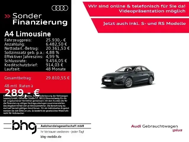 Gebraucht Audi A4 Advanced 204 PS (150 kW) 2022 Manhattangrau metallic Limousine