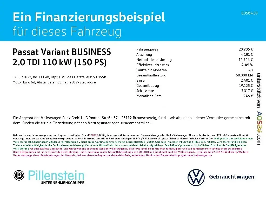 Gebraucht VW Passat Business 150 PS (110 kW) 2023 Grau Kombi