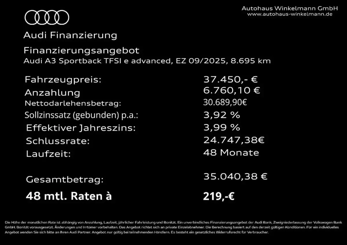 Gebraucht Audi A3 Sportback e-tron Advanced Plus 204 PS (150 kW) 2025 Distriktgrün metallic Kleinwagen