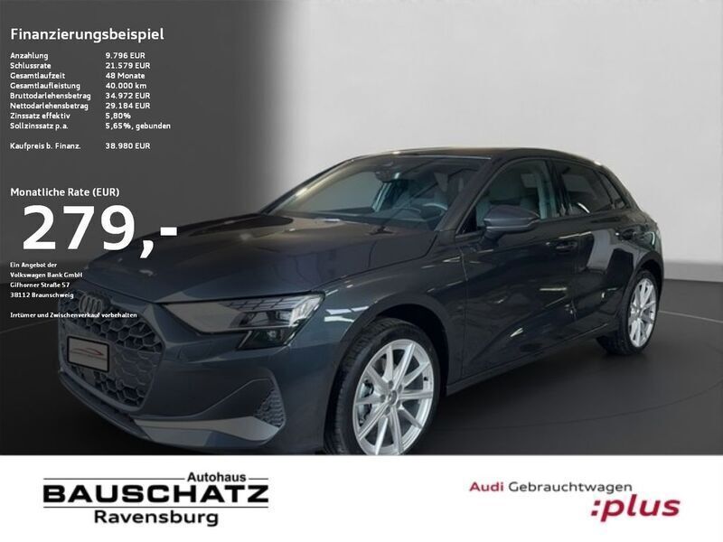 Manhattangrau (grau) Gebraucht 2024 Audi A3 Sportback Advanced Limousine | 38.980 € (Fairer Preis) - Bild 1/4