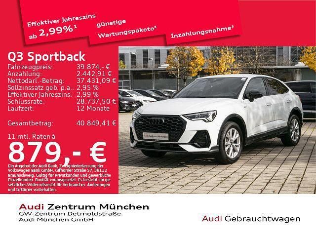 Gletscherweiß metallic Gebraucht 2022 Audi Q3 Sportback S-Line SUV | 39.874 € (Fairer Preis) - Bild 1/2