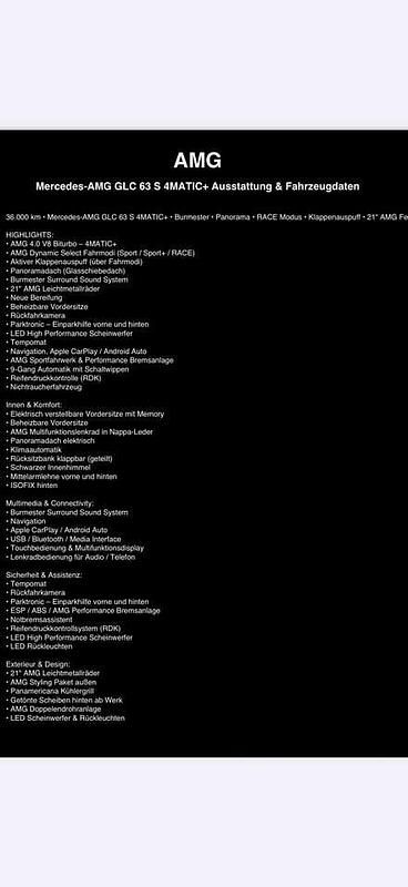 Schwarz Gebraucht 2021 Mercedes GLC63 AMG AMG SUV | 69.500 € (Fairer Preis) - Bild 1/4
