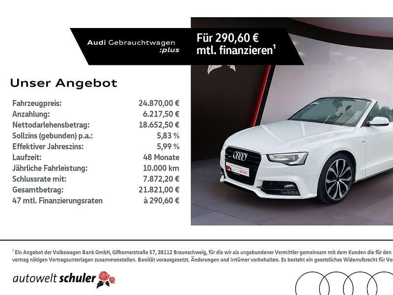 Ibisweiß Gebraucht 2015 Audi A5 Cabriolet Design Cabrio | 22.550 € (Teuer) - Bild 1/4