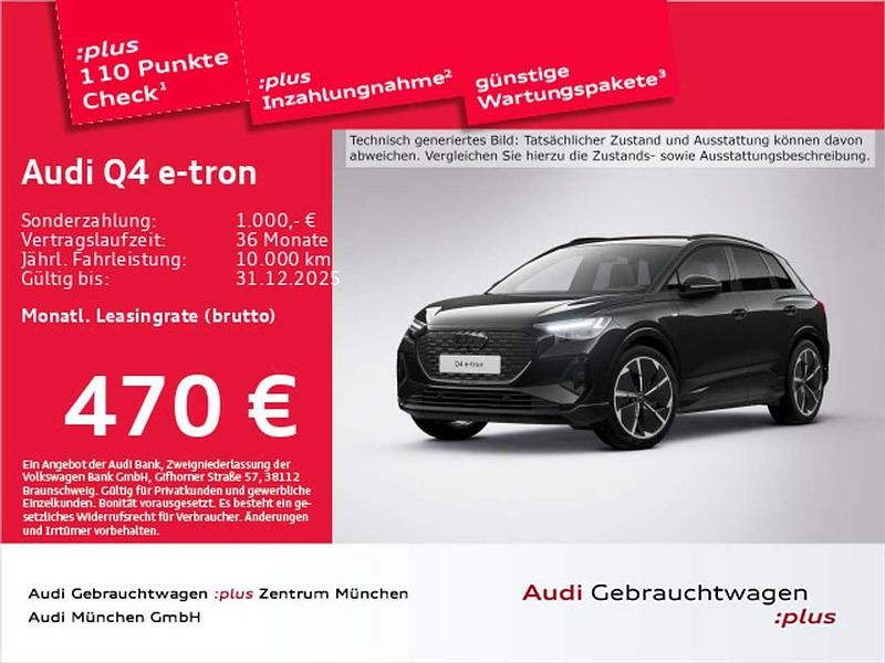 Mythosschwarz metallic Gebraucht 2025 Audi Q4 e-tron S-Line SUV | 49.789 € (Teuer) - Bild 1/2