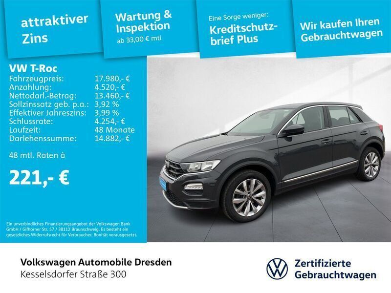 Grau Gebraucht 2021 VW T-Roc Style SUV | 18.980 € (Fairer Preis) - Bild 1/3