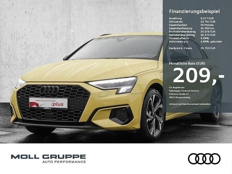 Pythongelb metallic Gebraucht 2024 Audi A3 Sportback e-tron Advanced Plus Limousine | 35.750 € (Teuer) - Bild 1/3