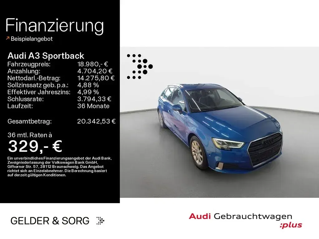 Usata Audi A3 Design 150 CV (110 kW) 2018 Blu Berlina