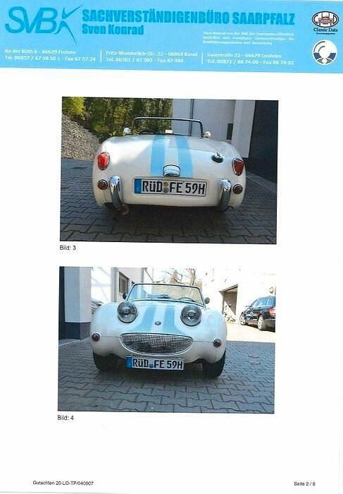 Gebraucht Austin Healey Frogeye 48 PS (35 kW) 1959 Weiß Cabrio