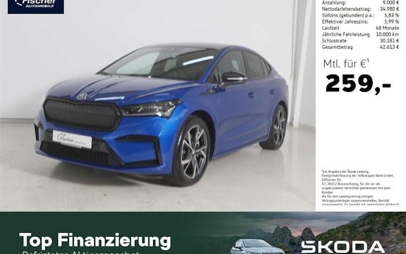 Blau Gebraucht 2024 Skoda Enyaq iV SportLine SUV | 43.980 € (Fairer Preis) - Bild 1/4