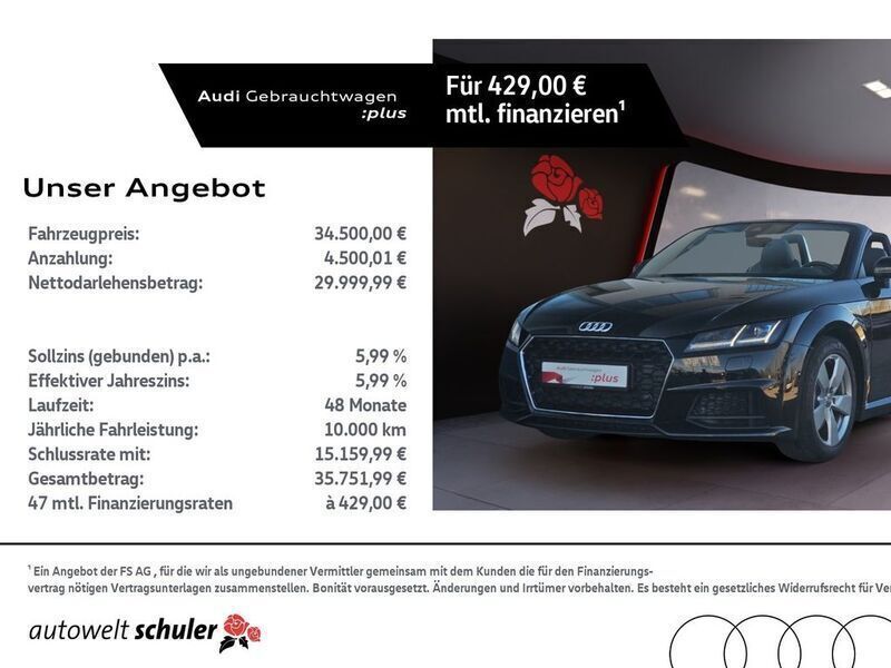 Mythosschwarz metallic Gebraucht 2021 Audi TT Roadster Advanced Cabrio | 34.500 € (Fairer Preis) - Bild 1/4