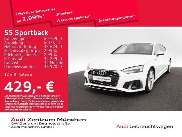 Ibisweiß Gebraucht 2023 Audi S5 Sportback Ambiente Kleinwagen | 50.749 € (Superpreis) - Bild 1/4