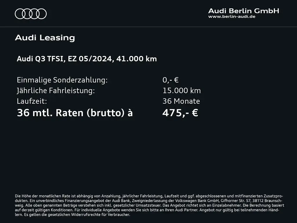 Gebraucht Audi Q3 Ambiente 245 PS (180 kW) 2024 Goodwoodgrün, perleffekt SUV