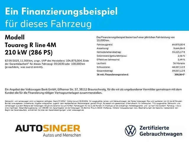 Gebraucht VW Touareg R-line 286 PS (210 kW) 2025 Grenadillschwarz metallic SUV
