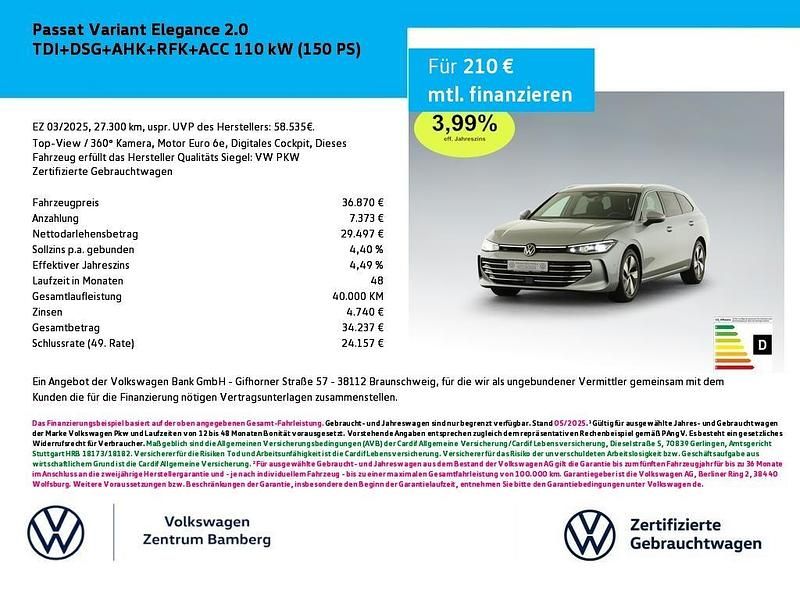 Silber Gebraucht 2025 VW Passat Elegance Kombi | 36.870 € (Fairer Preis) - Bild 1/4