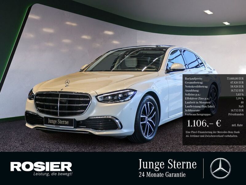 Weiss / diamantweiss bright (metallic) Gebraucht 2021 Mercedes S400 Limousine | 76.990 € (Superpreis) - Bild 1/4