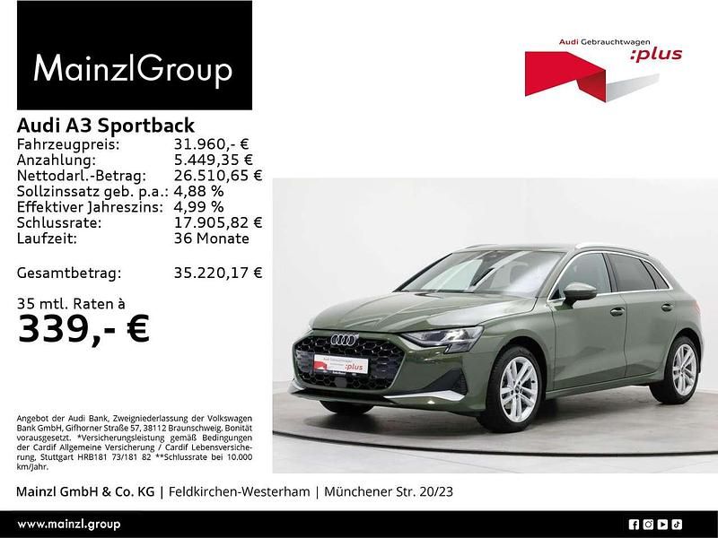 Distriktgrün metallic Gebraucht 2025 Audi A3 Limousine | 31.960 € (Guter Preis) - Bild 1/3