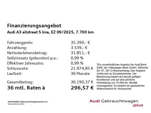 Gebraucht Audi A3 Ambiente 150 PS (110 kW) 2025 Mythosschwarz metallic Limousine