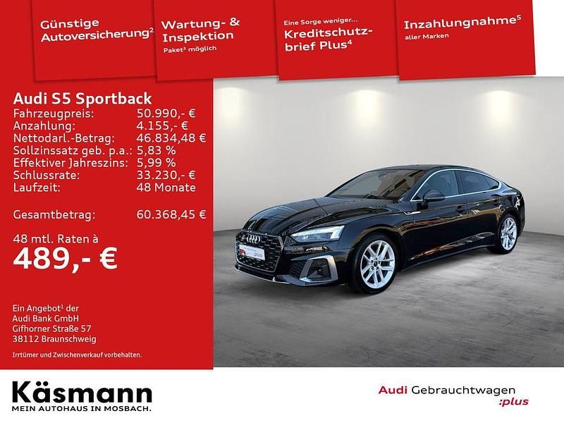 Mythosschwarz metallic Gebraucht 2023 Audi S5 Sportback Ambiente Kleinwagen | 50.990 € (Guter Preis) - Bild 1/3