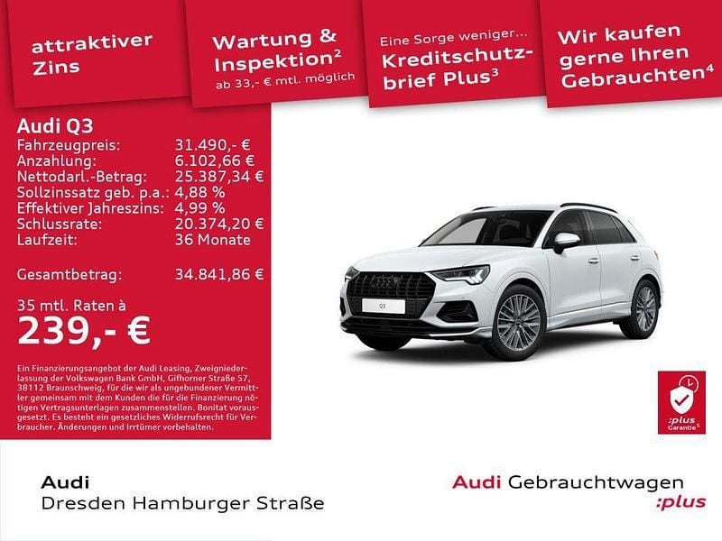 Gebraucht Audi Q3 Advanced Plus 150 PS (110 kW) 2023 Gletscherweiß metallic SUV