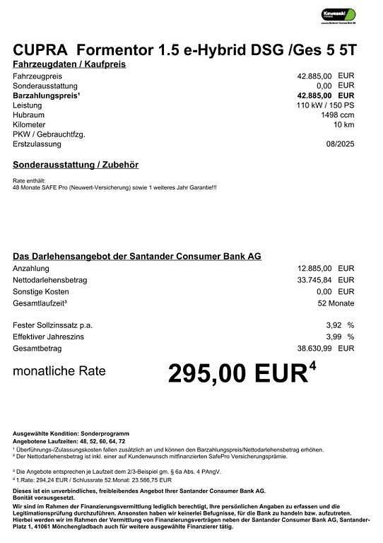 Neu Cupra Formentor VZ 333 PS (244 kW) 2025 Schwarz SUV