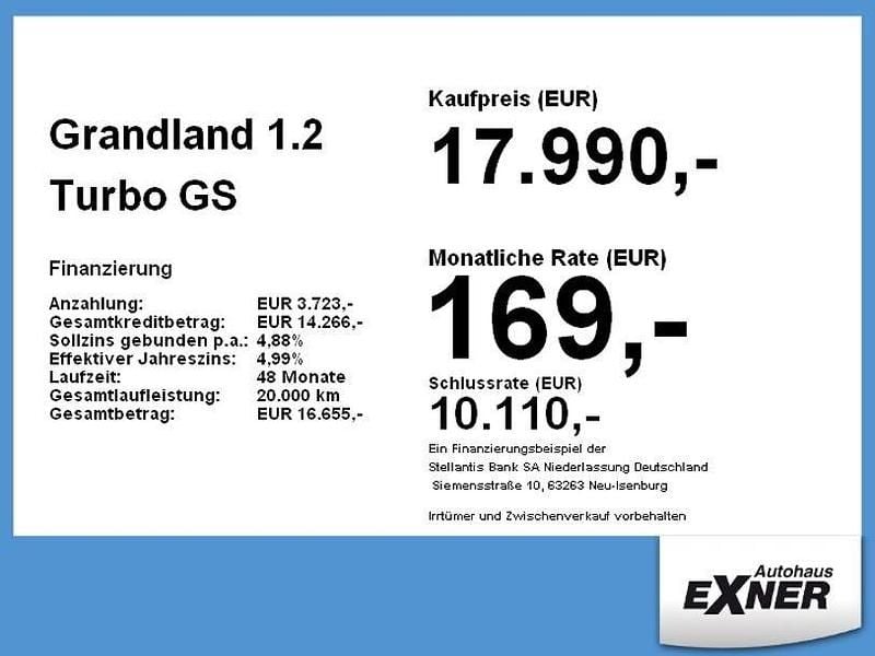 Gebraucht Opel Grandland X GS Line 131 PS (96 kW) 2023 Jade weiß SUV