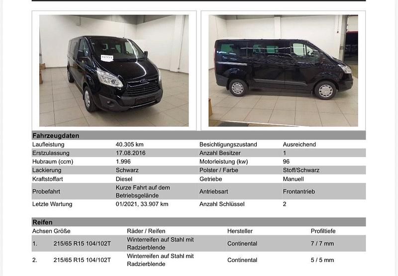 Gebraucht Ford Transit Custom Trend 131 PS (96 kW) 2016 Schwarz Van / Kleinbus