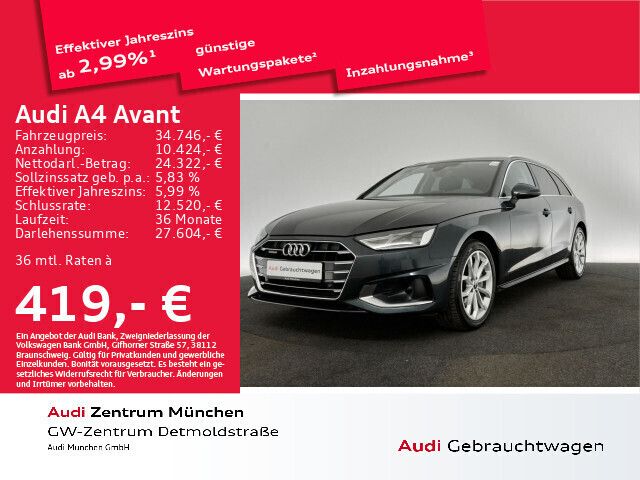 Manhattangrau metallic Gebraucht 2022 Audi A4 Advanced Kombi | 34.746 € (Fairer Preis) - Bild 1/2