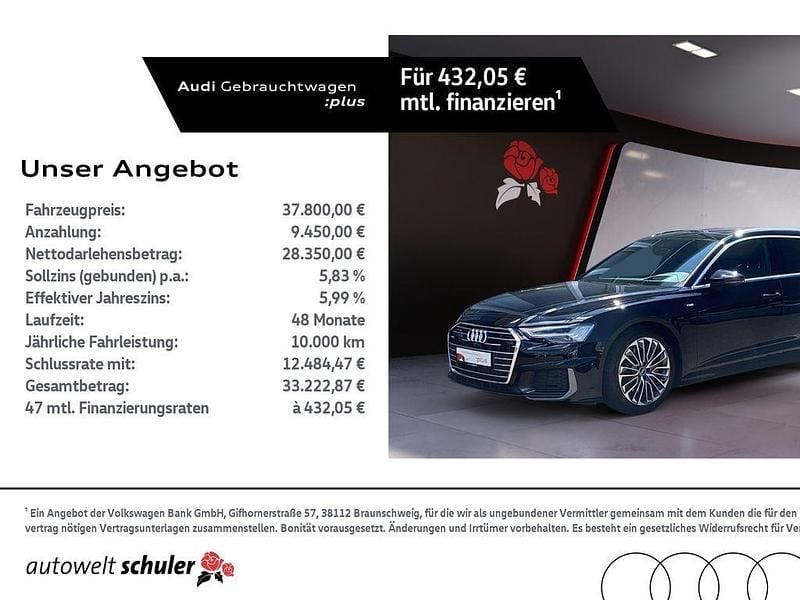 Brillantschwarz Gebraucht 2021 Audi A6 Ambiente Kombi | 32.980 € (Guter Preis) - Bild 1/4
