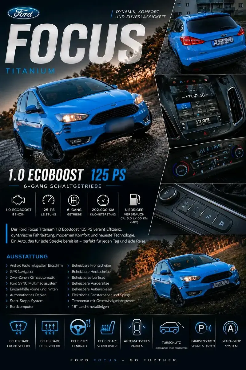 Gebraucht Ford Focus 125 PS (91 kW) 2016 Blau Kombi