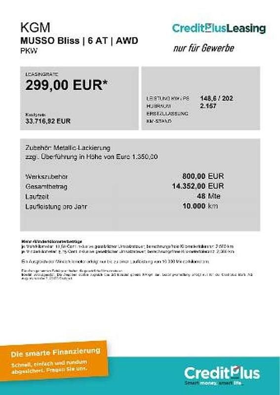 Neu KGM Musso 203 PS (149 kW) 2025 Marble grey Pickup