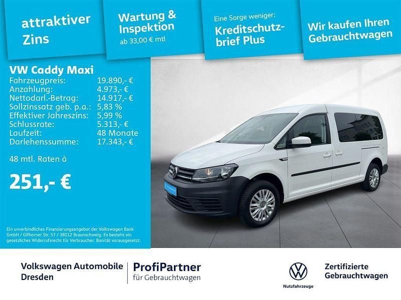 Gebraucht VW Caddy Maxi Trendline 102 PS (75 kW) 2020 Weiß Van / Kleinbus
