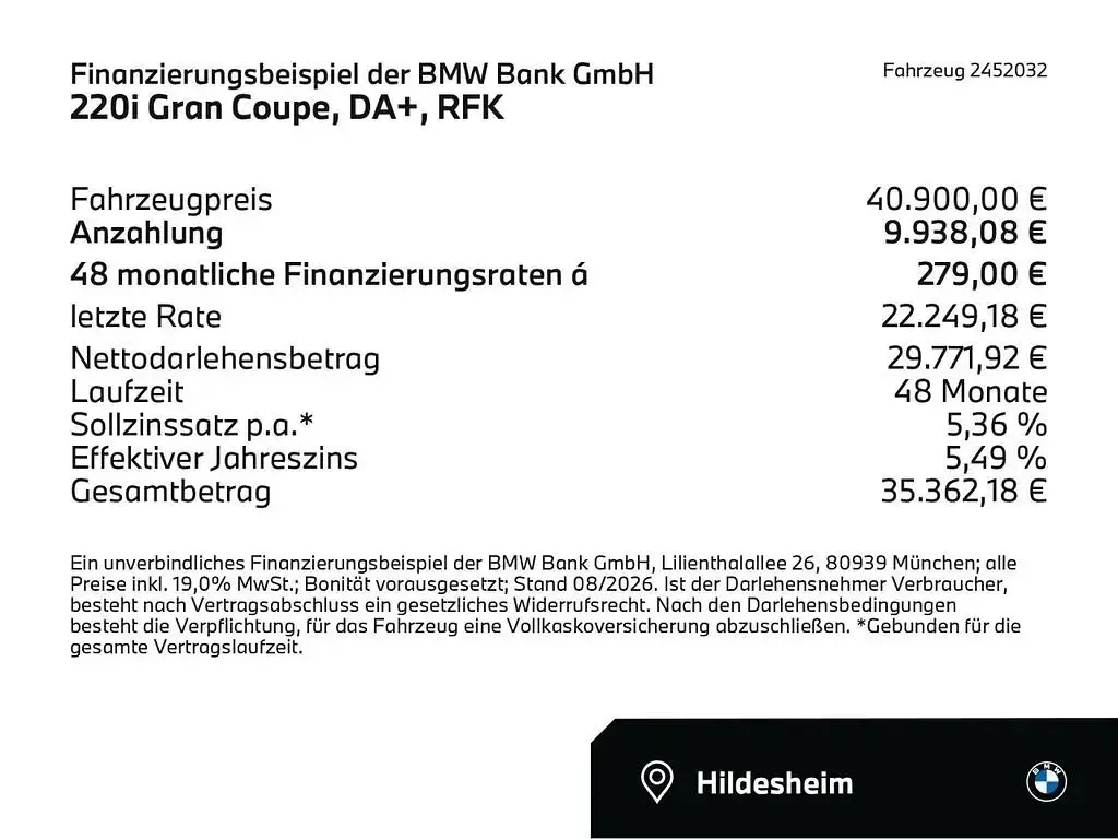 Gebraucht BMW 220 Sport Line 156 PS (114 kW) 2026 Weiß Coupé