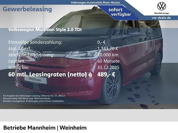 Schwarz (deep black perleffekt/ fortanarot metall ic) Neu 2025 VW Multivan Style Van | 65.130 € - Bild 1/4