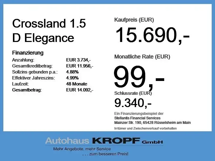 Gebraucht Opel Crossland Elegance 110 PS (80 kW) 2023 Grau SUV
