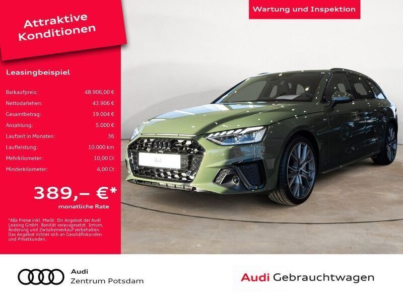 Distriktgrün metallic Gebraucht 2024 Audi A4 S-Line Kombi | 48.906 € - Bild 1/4
