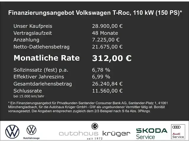 Gebraucht VW T-Roc Goal 150 PS (110 kW) 2025 Deep black perleffekt SUV