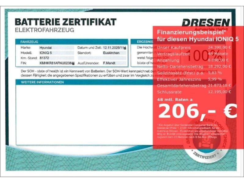 Atlas white / sol Gebraucht 2021 Hyundai Ioniq 5 SUV | 24.390 € (Fairer Preis) - Bild 1/2
