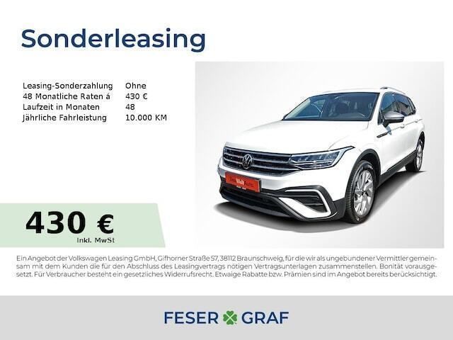 Pure white Gebraucht 2022 VW Tiguan Allspace Life SUV | 37.840 € (Etwas zu teuer) - Bild 1/2