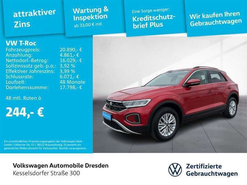 Kings red metallic Gebraucht 2023 VW T-Roc Life SUV | 20.890 € (Fairer Preis) - Bild 1/3