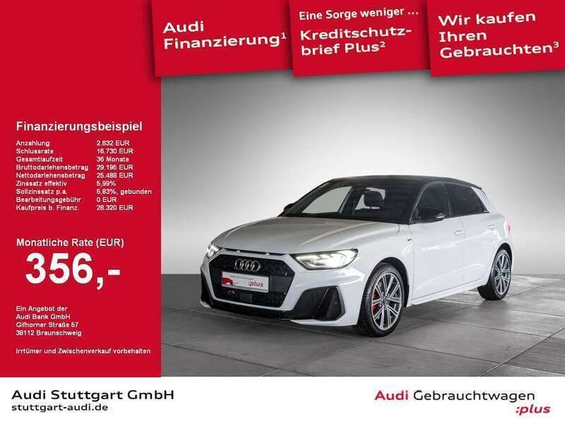Gletscherweiß metallic/mythosschwarz metallic Gebraucht 2023 Audi A1 Sportback S-Line Kleinwagen | 28.320 € (Teuer) - Bild 1/2