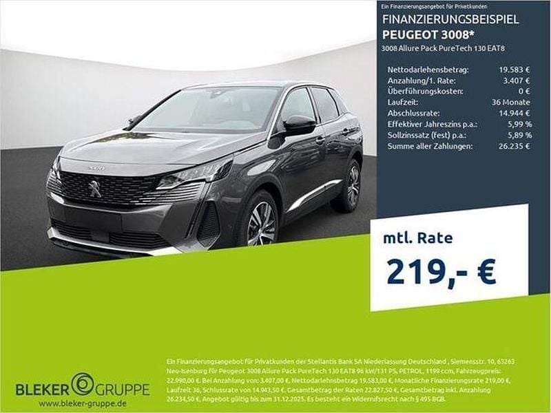 Schwarz Gebraucht 2023 Peugeot 3008 Allure SUV | 22.990 € (Superpreis) - Bild 1/3